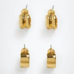 Faceted Hoop Earrings In 18K Yellow Gold